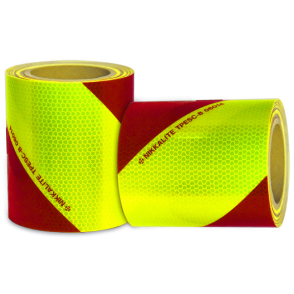 Set de 2 Rouleaux de 9m bande de balisage rouge/jaune auto adhesive type pompier