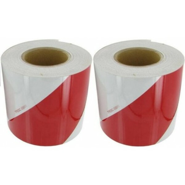 Set de 2 Rouleaux de 46 m bande de balisage blanc/rouge auto adhesive classe 1