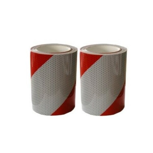 Set de 2 Rouleaux de 46 m bande de balisage blanc/rouge auto adhesive classe 2