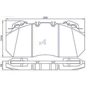 4 Plaquettes de frein pour RVI HEULIEZ,IRISBUS - WVA 29090